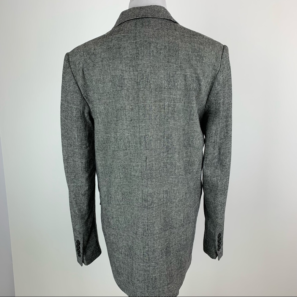 ZARA Black Plaid Double Breasted Blazer Medium - Picture 12 of 16